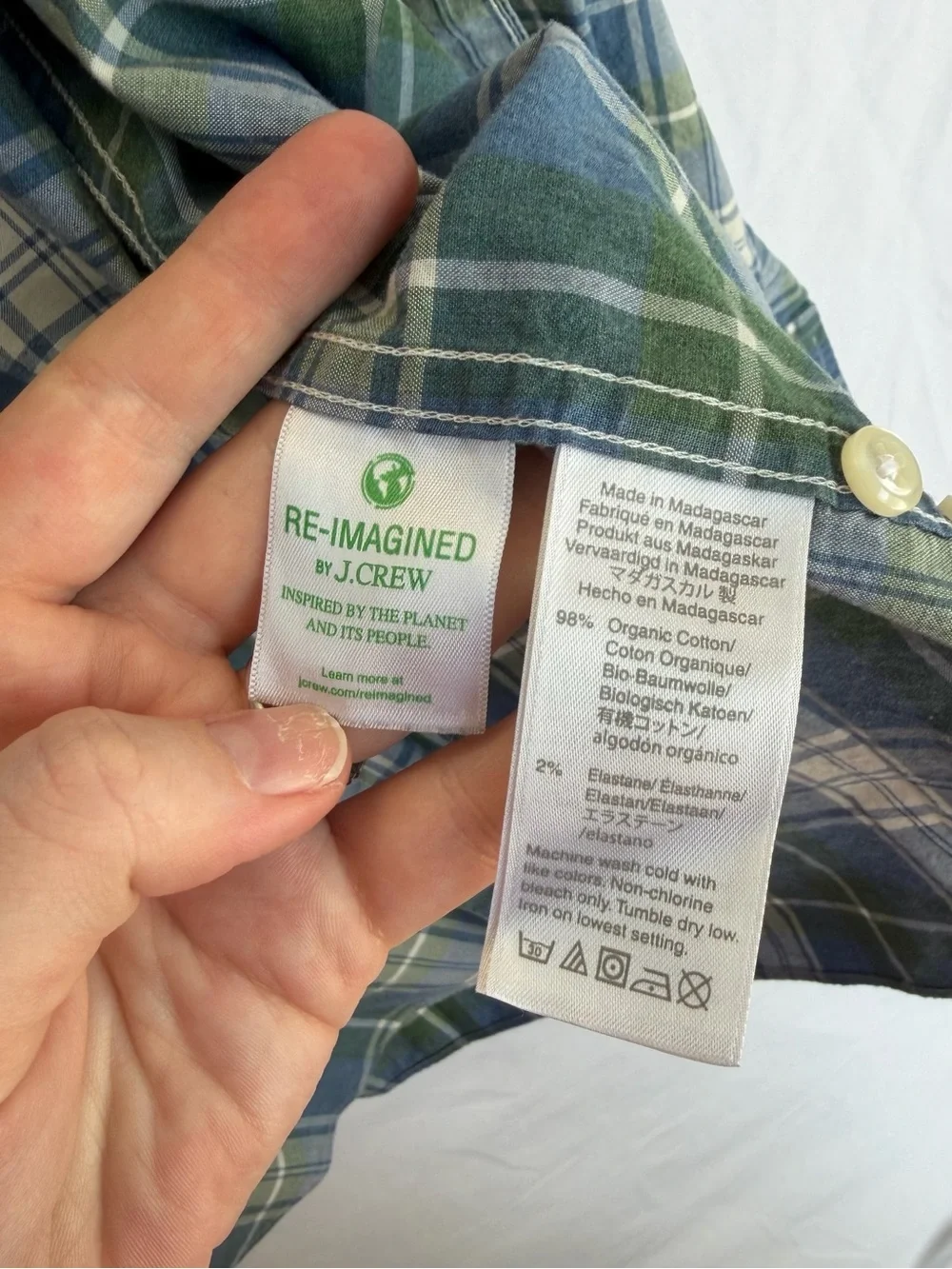 J. Crew Blue and Green Plaid Button-Down Shirt